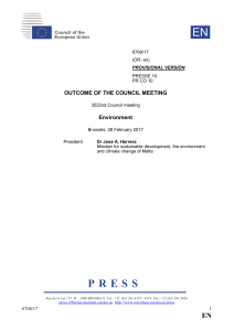 Outcome of the Council meeting - Council of the European Union