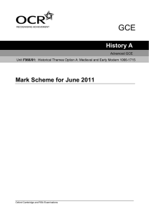Mark scheme - Unit F966/01 - Historical themes - Option A