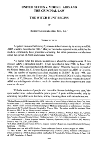 United States v. Moore: AIDS and the Criminal Law