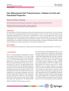 One-Dimensional ZnO Nanostructures: Solution