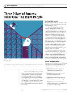 Three Pillars of Success Pillar One: The Right People