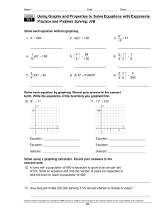 Using Graphs and Properties to Solve Equations with Exponents