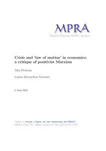 Crisis and `law of motion` in economics: a critique of positivist Marxism
