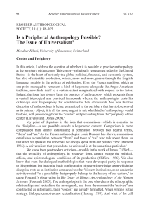 Is a Peripheral Anthropology Possible?