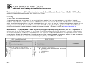 Chemistry 2009-to-2004 Standards Crosswalk