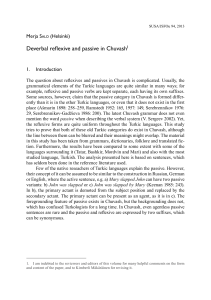 Deverbal reflexive and passive in Chuvash (JSFOu 94)