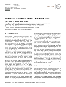 Introduction to the special issue on “Subduction Zones”