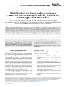 ACMG Standards and Guidelines for constitutional cytogenomic