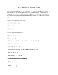 Math 0980 Midterm 1 Objectives Review