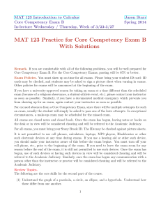 MAT 123 Practice for Core Competency Exam B With Solutions