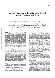 Variable Expression of the Mutation in Familial Defective