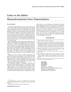 Hemochromatosis gene nomenclature