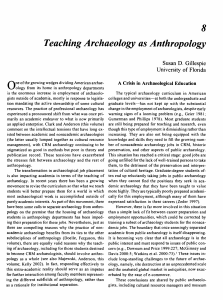 Teaching Archaeology as Anthropology. - CLAS Users