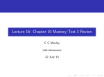 Lecture 16: Chapter 10 Mastery/Test 3 Review