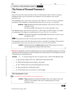 The Forms of Personal Pronouns A