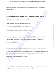 HCV post-exposure prophylaxis in the healthcare worker: Why DAAs