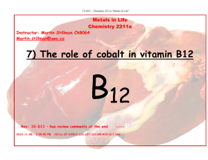 7) The role of cobalt in vitamin B12