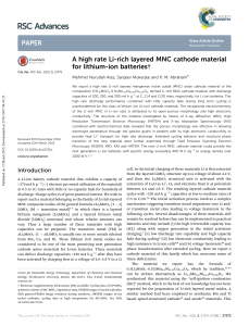 A high rate Li-rich layered MNC cathode material for lithium