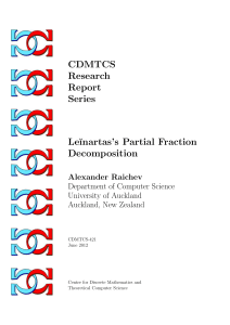 Leinartas`s Partial Fraction Decomposition