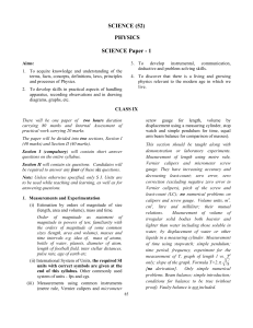 SCIENCE (52) PHYSICS SCIENCE Paper - 1