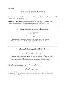 Roots and Factorization of Trinomials