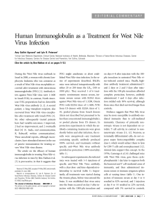 Human Immunoglobulin as a Treatment for West Nile Virus Infection