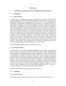 7 CONTROL AND PROTECTION OF HYDRO ELECTRIC STATION