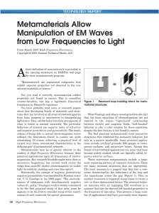 Metamaterials Allow Manipulation of EM Waves from Low