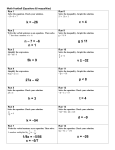 k = –26 c < 4 n – 7 = –6 n = 1 g ≤ 11 5k + 9 v ≥ –32 27a – 42 p < 8