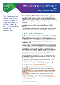 Menu planning guidelines for long day care