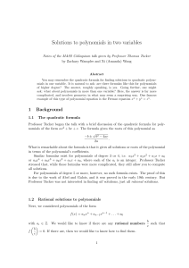 Solutions to polynomials in two variables