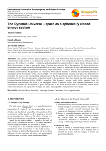 The Dynamic Universe – space as a spherically closed energy system