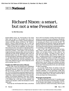 Richard Nixon: A Smart, But Not a Wise President