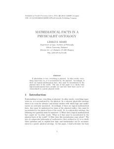 mathematical facts in a physicalist ontology - Philsci