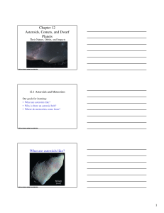 Chapter 12 Asteroids, Comets, and Dwarf Planets What are