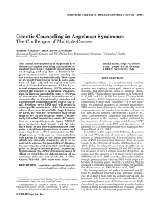 Genetic counseling in Angelman syndrome: The challenges of