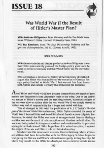 Was World War II the Result of Hitler`s Master Plan?