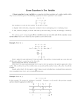 Linear Equations in One Variable