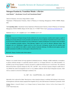 Nitrogen Fixation by Transition Metals: A Review