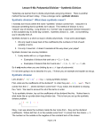 Lesson 9-4b: Polynomial Division – Synthetic Division