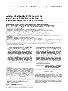 Alleles of a reelin CGG repeat do not convey