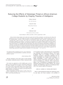 Reducing the Effects of Stereotype Threat on African American