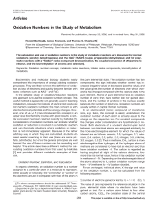 Articles Oxidation Numbers in the Study of Metabolism