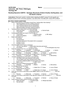 Geology 305 with Terry J. Boroughs: The Dynamic Earth Homework