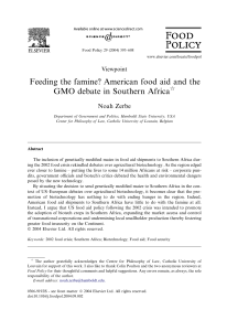 Feeding the famine? American food aid and the GMO debate in