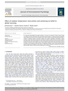 Effect of outdoor temperature, heat primes and anchoring on belief