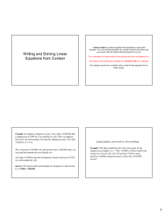 1 Writing and Solving Linear Equations from Context