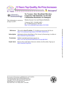 Colonization Resistance to Pathogens Cooperate with Immunity To