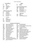 Common Abbreviations gm kg L lbs mcg mEq mg BVM mL LPM U