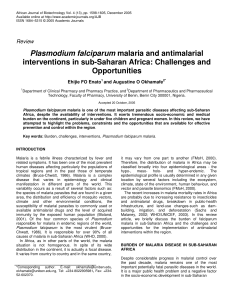 Plasmodium falciparum malaria and antimalarial